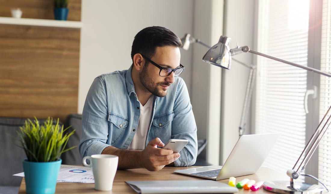 freelancer working at desk