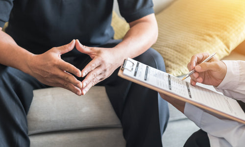 male patient having consultation